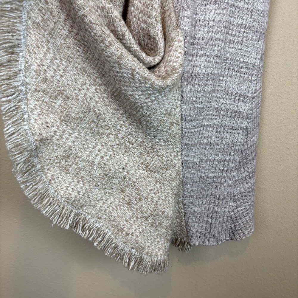 Sleeping On Snow Taupe/Beige/Cream Asymmetrical Knit Fringe Pull On Skirt - Picture 5 of 12